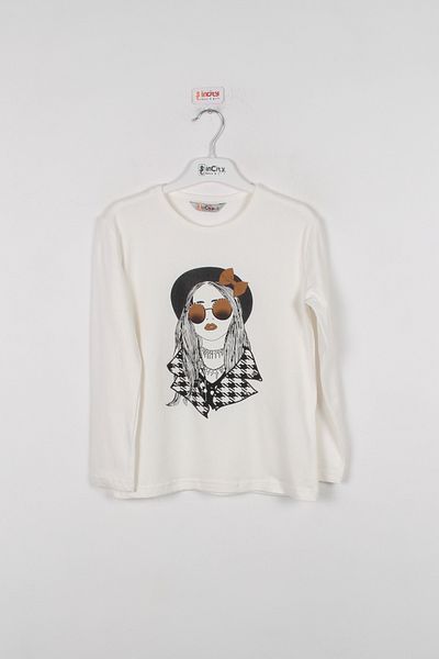 incity Girl with Black Tan Glasses and Print Detailed Combed Cotton