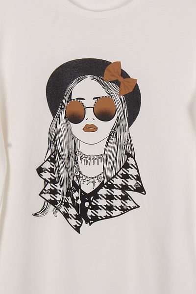 incity Girl with Black Tan Glasses and Print Detailed Combed Cotton