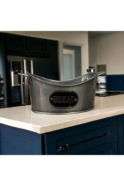LUCKYHOMES Metal Plate Desktop Wire Handle Bread Bowl 15X23