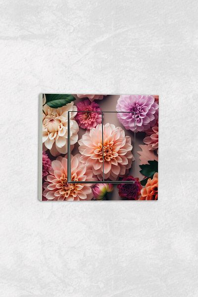markcat Ovivo Grano (TWO-KEY PURPLE) UV Printed Colorful Flower Pattern White Decorative Commitator Frame Included