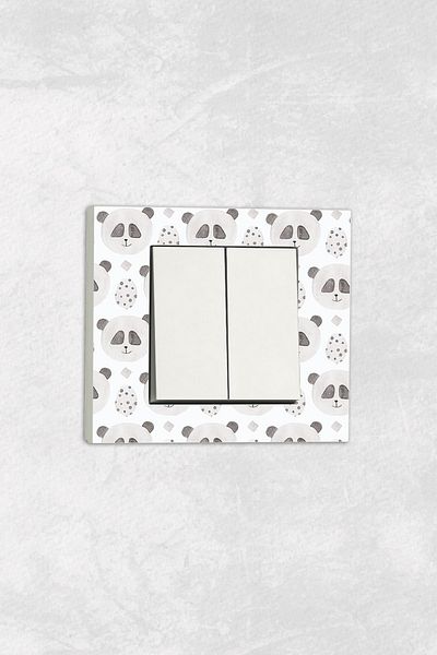 markcat Ovivo Grano (TWO-KEY PIREZ) UV Printed Panda Pattern Children's Room Decorative Commitator Frame Included