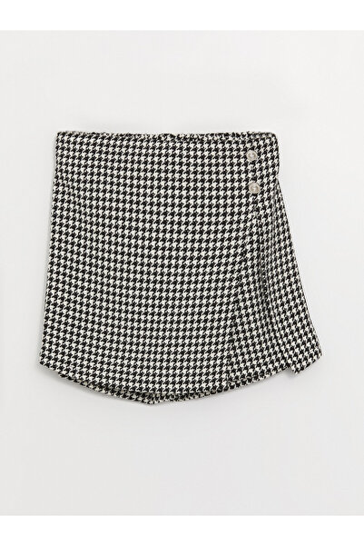 LC Waikiki Girl's Shorts Skirt - Elastic Waist and Houndstooth Pattern