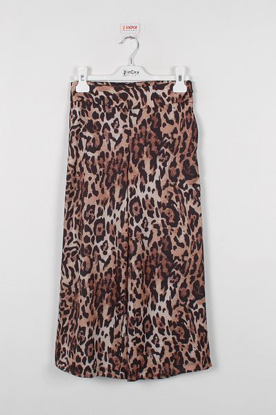 incity Girl's Black Leopard Patterned Wide Leg Trousers