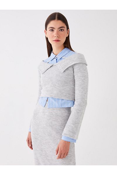 LC Waikiki Boat Neck Plain Long Sleeve Women's Knitwear Sweater