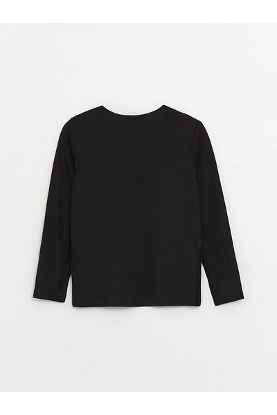 LC Waikiki Tricou pentru fetiță cu mânecă lungă cu imprimeu - Decolteu