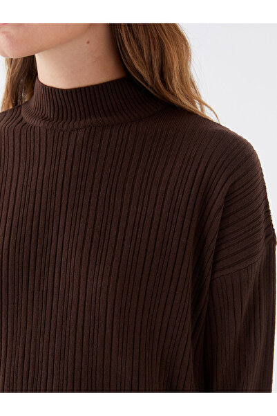 LC Waikiki Damska tunika z dzianiny, z półgolfem i długim rękawem