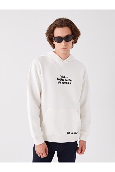 LC Waikiki Pánská mikina s kapucí - dlouhý rukáv a potisk