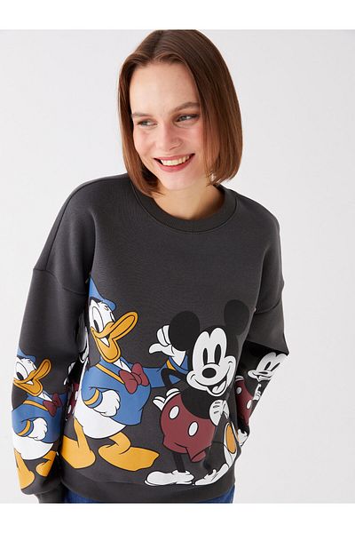 LC Waikiki Crew Neck Disney Printed Long Sleeve Oversize Women's Sweatshirt