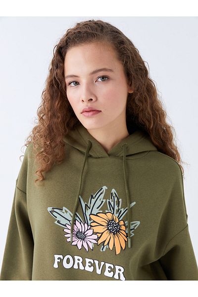 LC Waikiki Long Sleeve Printed Oversize Women's Hoodie