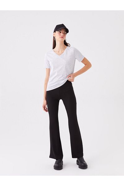 LC Waikiki Women's Straight Spanish Leg Leggings Pants with Elastic Waist