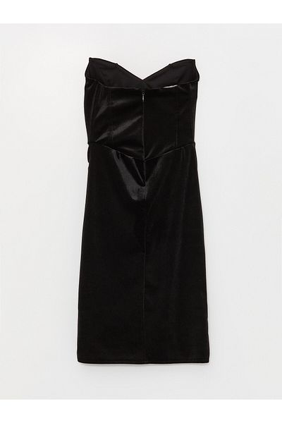 LC Waikiki Women's Strapless Plain Velvet Dress