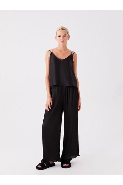 LC Waikiki Set pijama de damă din satin cu bretele drepte cu decolteu în V
