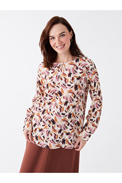 LC Waikiki Patterned Long Sleeve Crew Neck Women's Blouse