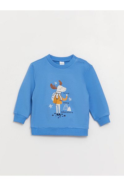LC Waikiki Crew Neck Printed Long Sleeve Baby Boy Sweatshirt 2 Pack