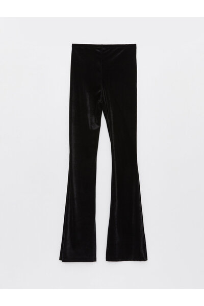 LC Waikiki Rovné sametové dámské kalhoty s elastickým pasem