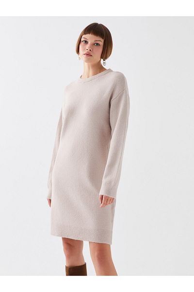 LC Waikiki Rochie de damă din tricot - decolteu, mânecă lungă solidă