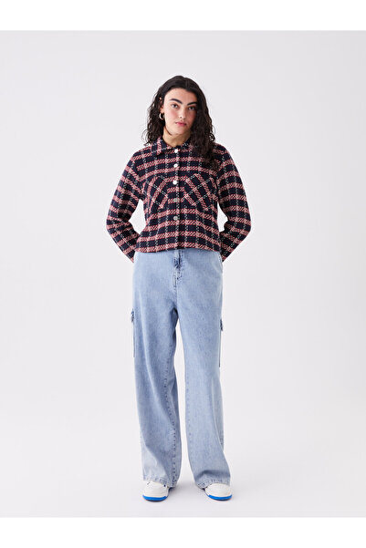 LC Waikiki Patterned Long Sleeve Crop Women's Shirt Jacket