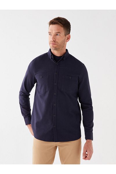 LC Waikiki Men's Gabardine Shirt - Regular Fit, Long Sleeve