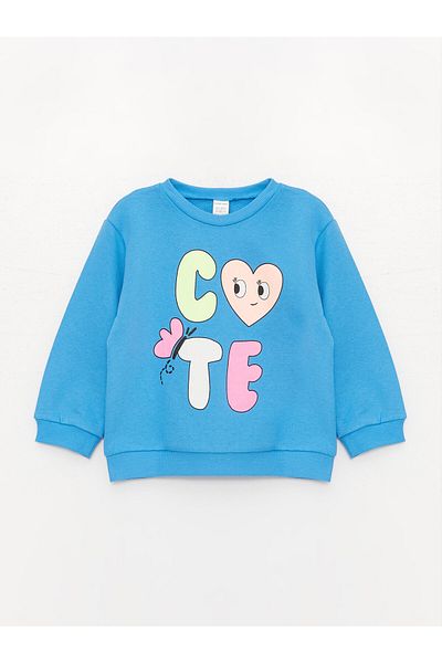 LC Waikiki Crew Neck Printed Baby Girl Sweatshirt 3-Piece