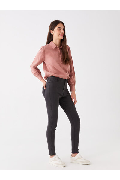 LC Waikiki Super Skinny Damen-Jeanshose mit hoher Taille und Fleece-Innenseite