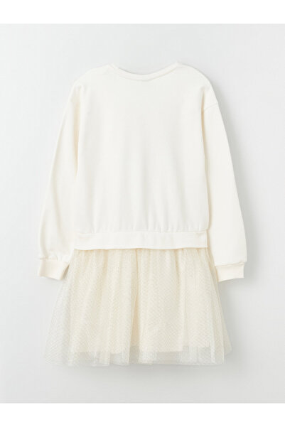 LC Waikiki Μακρυμάνικο κοριτσίστικο φόρεμα με λαιμόκοψη