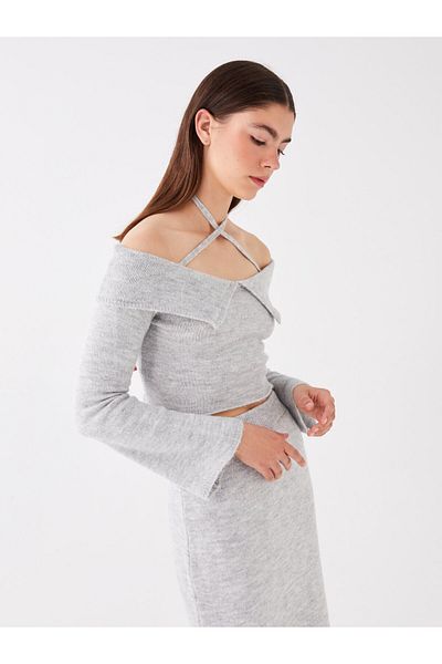LC Waikiki Boat Neck Plain Long Sleeve Women's Knitwear Sweater