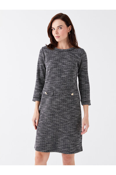 LC Waikiki Bisiklet Yaka Desenli A Kesim Kadın Elbise