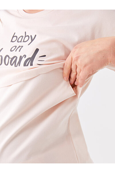 LC Waikiki Kurzärmliges Umstandspyjama-Set mit Rundhalsausschnitt