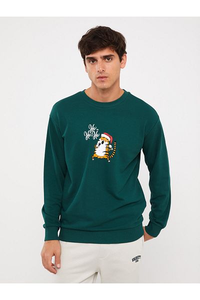 LC Waikiki Herren-Sweatshirt – Rundhalsausschnitt, lange Ärmel, bedruckt