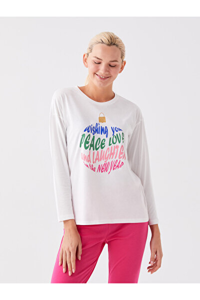 LC Waikiki Damen-Pyjama-Set mit langen Ärmeln und Rundhalsausschnitt – bedruckt