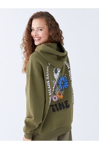 LC Waikiki Long Sleeve Printed Oversize Women's Hoodie