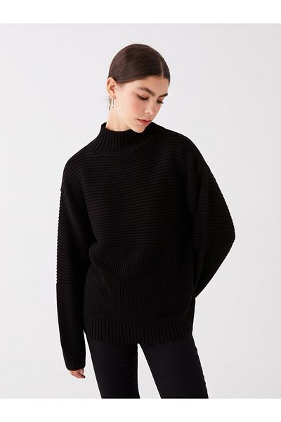 LC Waikiki Half Turtleneck Plain Long Sleeve Oversize Women's Knitwear Sweater