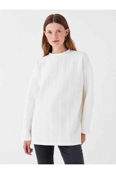 LC Waikiki Crew Neck Self Patterned Long Sleeve Women's Tunic
