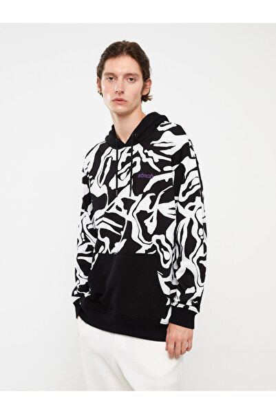 LC Waikiki Pánská mikina s kapucí - dlouhý rukáv a potisk