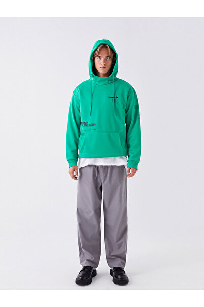 LC Waikiki Pánská mikina s kapucí - dlouhý rukáv a potisk