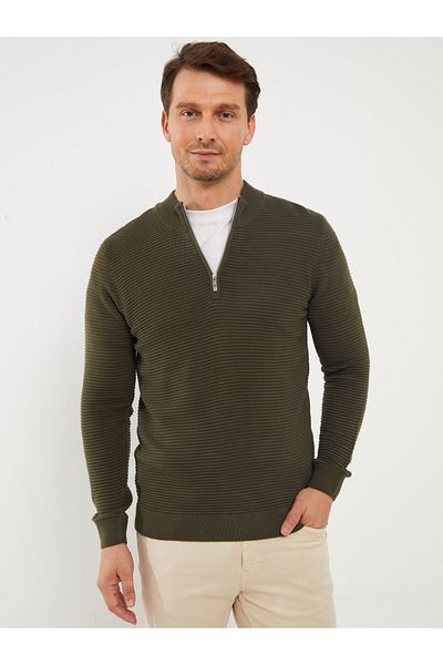 LC Waikiki Men's Knitwear Sweater - Stand Collar, Long Sleeve