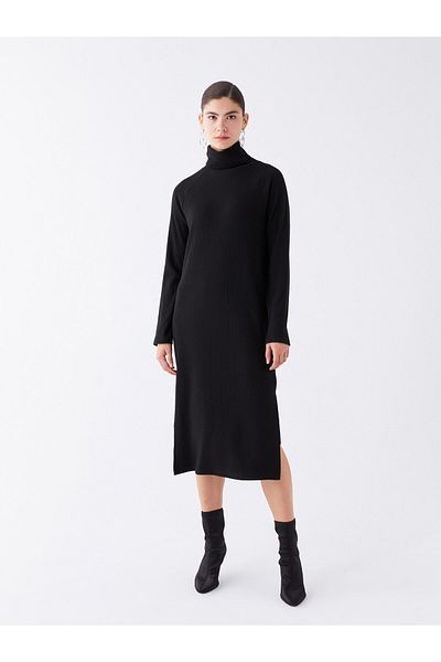 LC Waikiki Turtleneck Plain Long Sleeve Women's Knitwear Dress