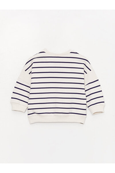 LC Waikiki Langärmliges, gestreiftes Sweatshirt und Strumpfhose für Babys mit Rundhalsausschnitt