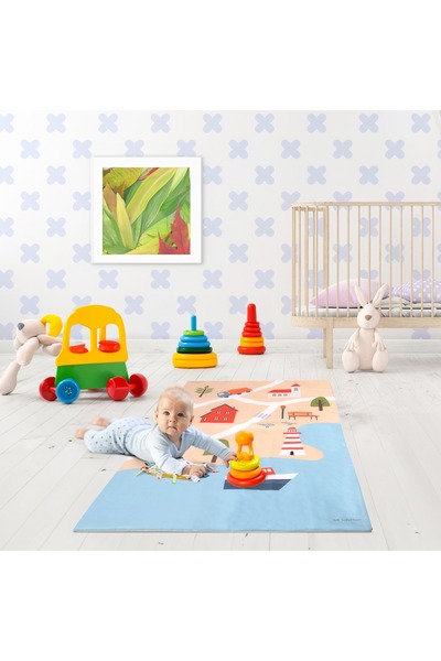 SafeMom 90x145 Aktivite Bebek Çocuk Oyun Halısı, Oyun Matı, Çocuk Odası Halıs...