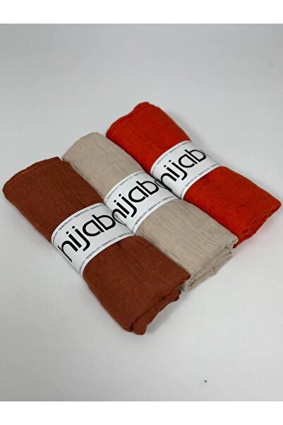 hijabchi 3 قطع شال من الخيزران كابتشينو-مينك-برتقالي