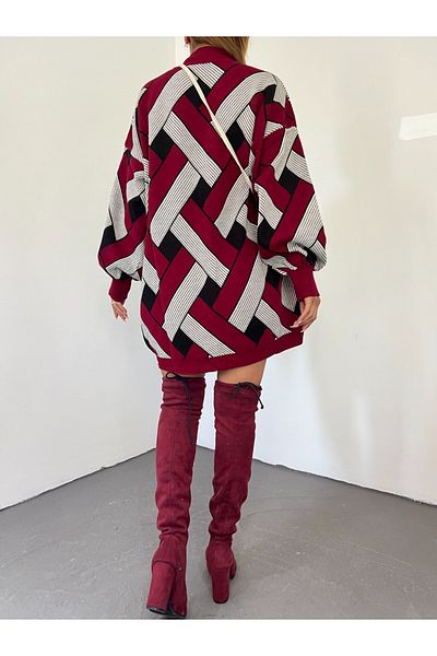 Modamorfo Basket Patterned Half-Neck Knitwear Tunic