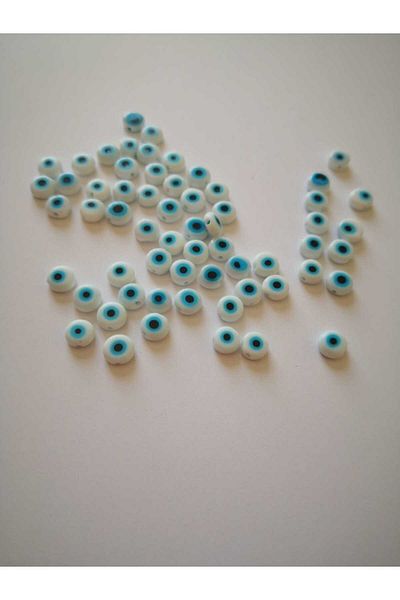 PASAMİA White Evil Eye Bead Acrylic 50 Pieces 5mm