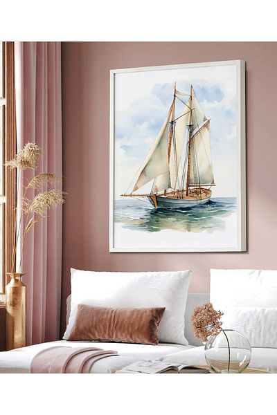 HOMEPACK Pictură unică înrămată Seria barca cu pânze Pictură clasică poster TK/130