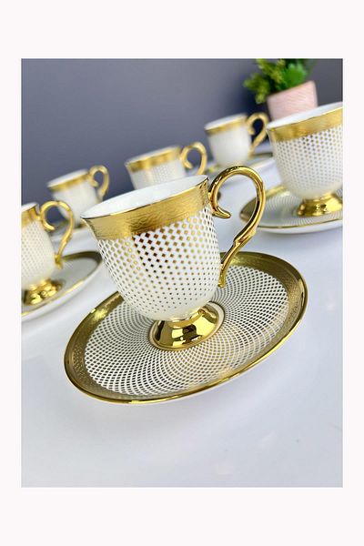 ACAR Nova Gold 6-Piece Porcelain Cup Set