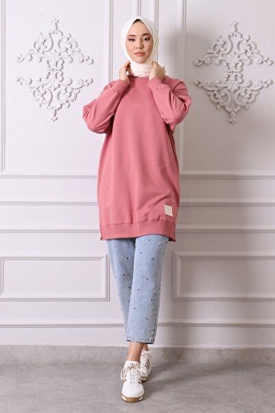 Soul 30644 Bisiklet Yaka 2 Iplik Tunik Gül