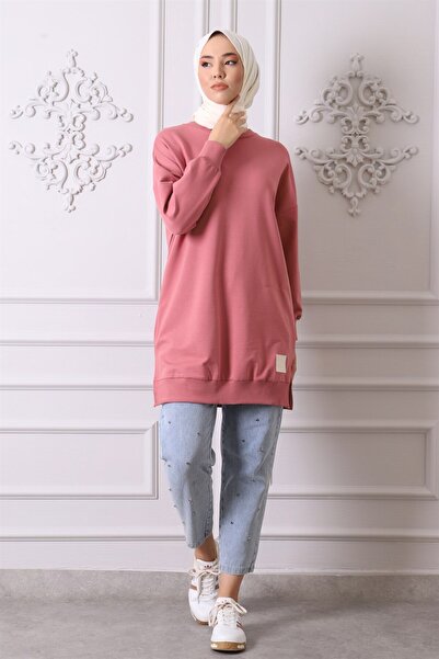 Soul 30644 Bisiklet Yaka 2 Iplik Tunik Gül