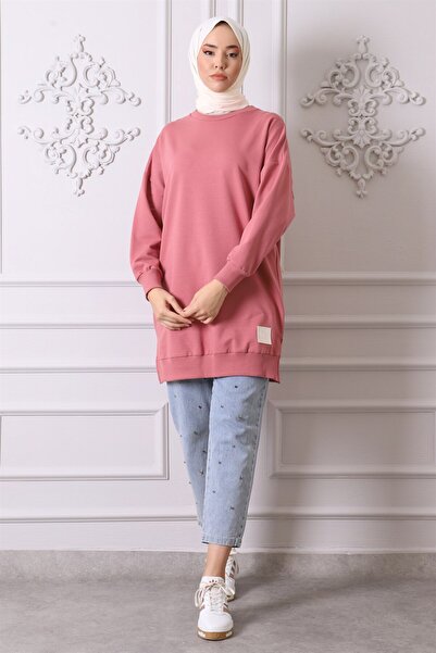 Soul 30644 Bisiklet Yaka 2 Iplik Tunik Gül