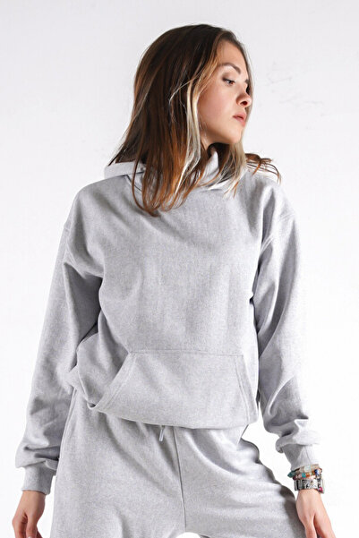 NAKRUF Ženska siva Sa kapuljačom majica sa mekim krznom iznutra