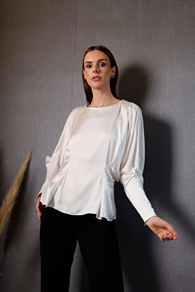 aylin yılmaz Casulle %100 Silk Of White Yarasa Kol Manşeti Uzun ve Fermuarlı ...