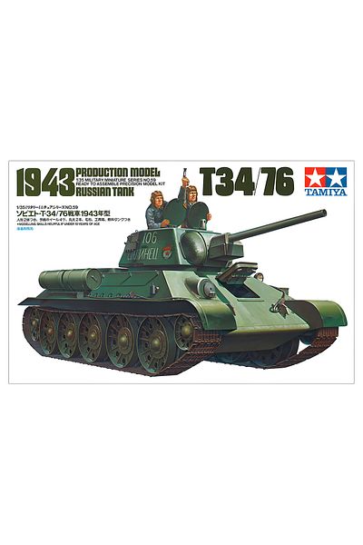TAMIYA 1/35 Russian T34/76 1943 Plastic Tank Model Kit, Disassembled Hobby Set